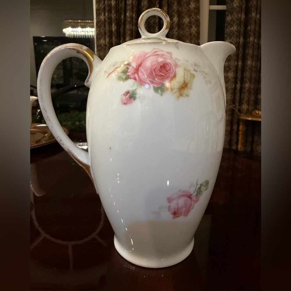 Royal Bavarian Antique Porcelain Chocolate Pot with Cover made in Bavaria Rare